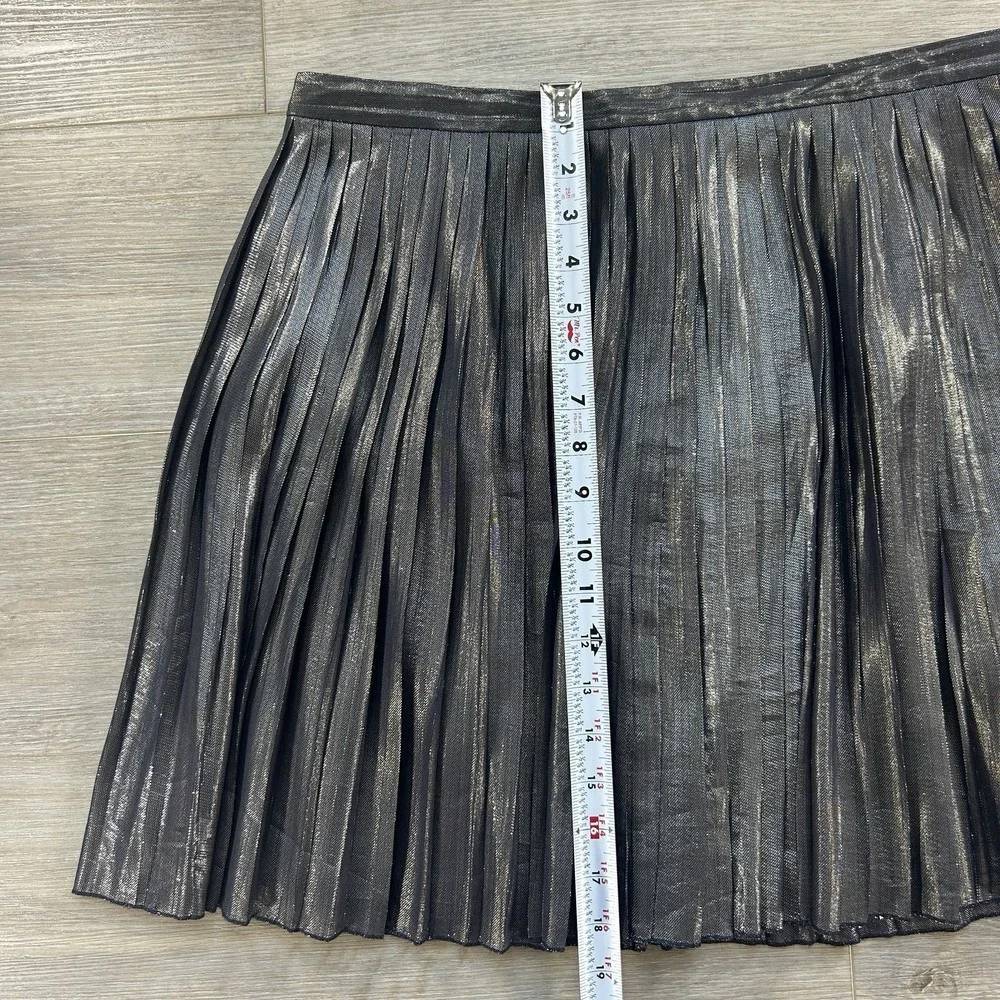 Tory‎ Burch Size 10 Silk Blend Gold Metallic Pleated Skirt A-Line Office Holiday